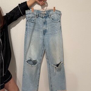 Light Blue Wide Leg Ripped Jeans